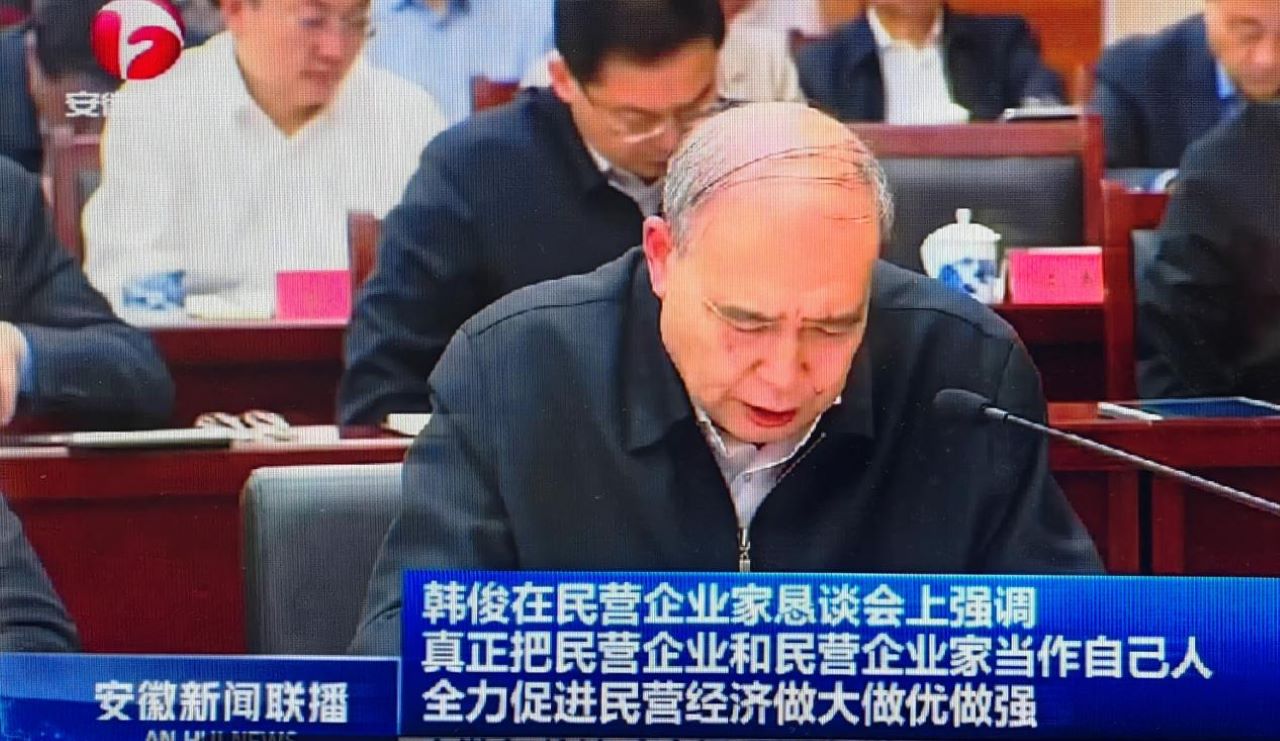 01-圖為皖南電機(jī)黨委書記、副董事長(zhǎng)管兵在作重點(diǎn)發(fā)言。（視頻截圖）
